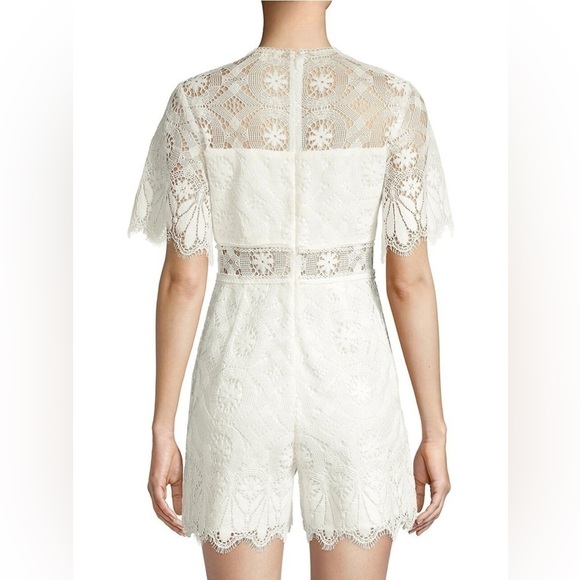 Shoshanna Desse White Lace Illusion Romper Size 8 - Picture 2 of 10